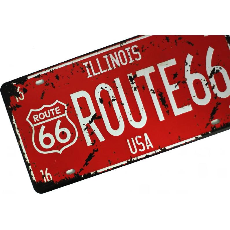 UOOPAI Illinois Route 66 USA Metal Sign Retro Vintage Auto License Plate, Embossed Tag Size 6" X 12"