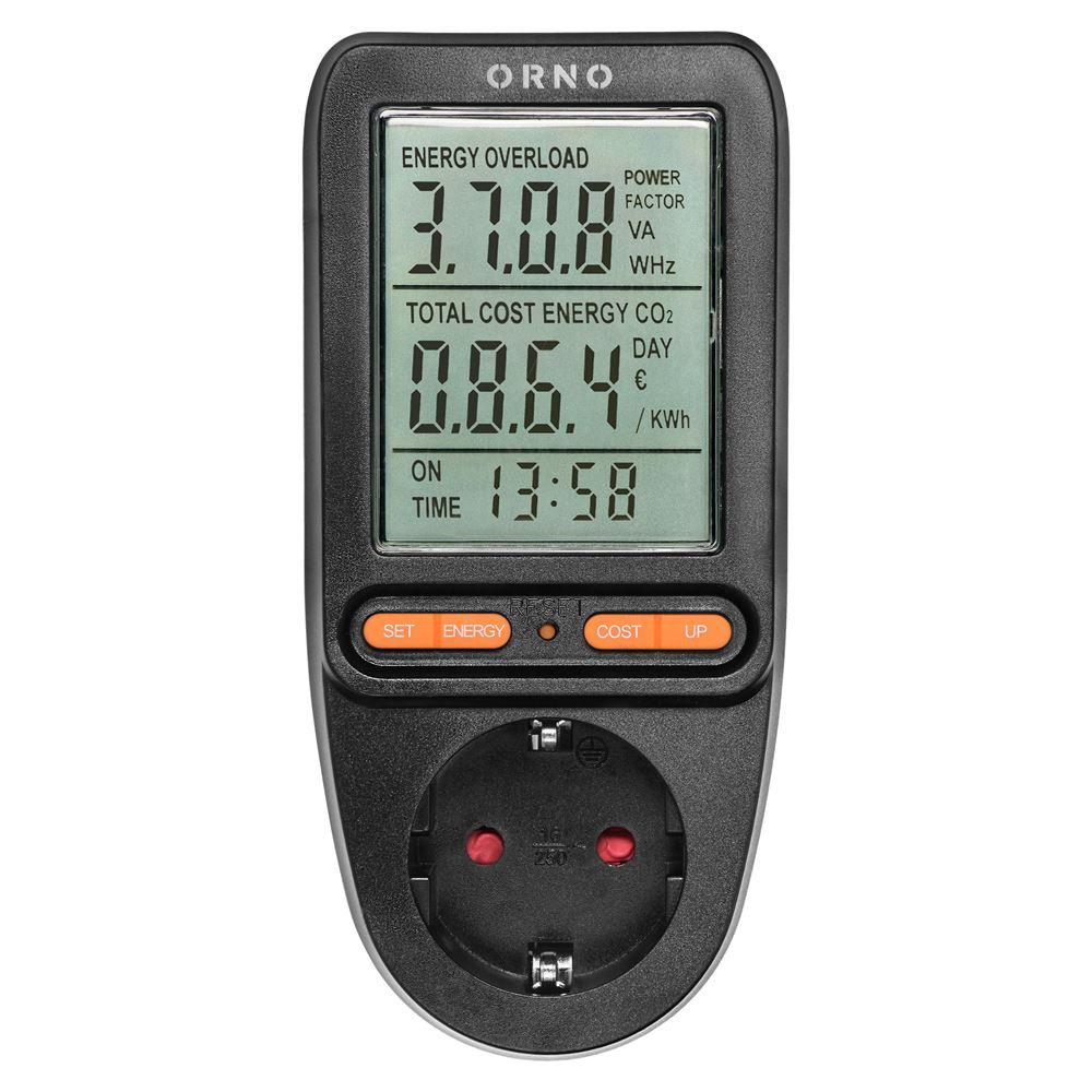 Watomierz, Kalkulator Energii Z Wyświetlaczem Lcd Or-Wat-435(Gs)/B Schuko