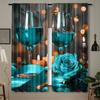 2pcs   Romantic Blue Rose And Kitchen Curtain for Home Decor   Rod Pocket Window Treatment   for Bedroom   Office   Kitchen   Living