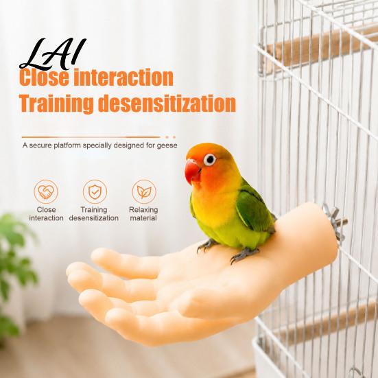Hand Taming Bird Accessory Hand-Shaped Parrot Perch Realistic Stand with Screw Fastener Canary Interaction Cage Perch for Budgie Cockatiels,