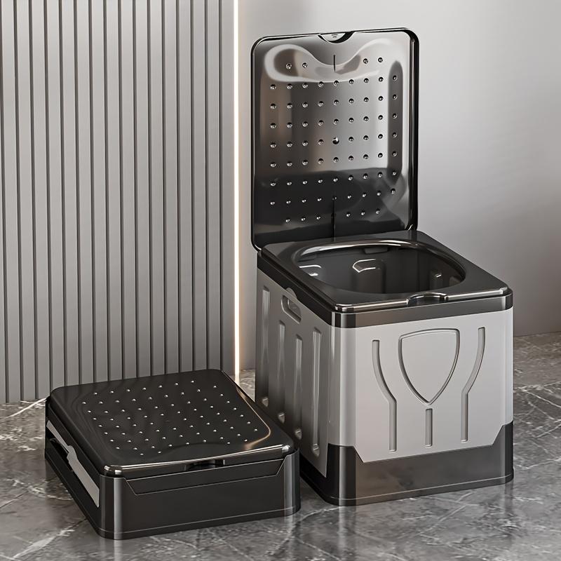 Portable Folding Toilet with Lid Reusable Trash Bin Foldable Odor Proof Box Emergency Toilet for Camping Travel Vehicle Carvan