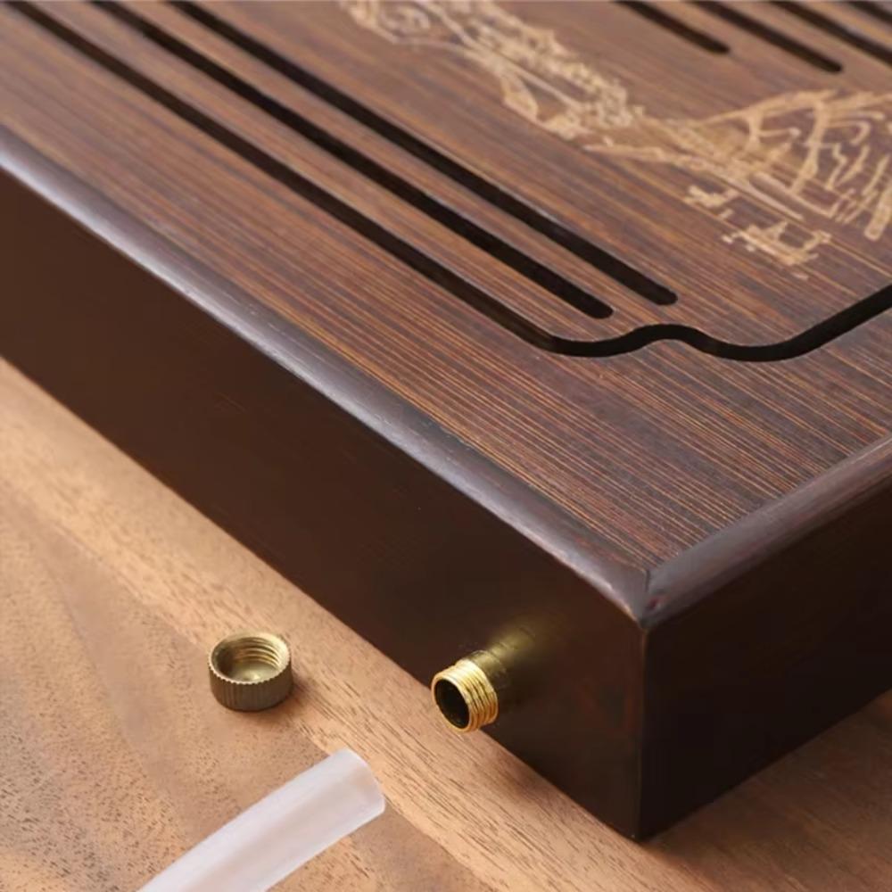 Bamboo Chinese Kungfu Tea Tray Engrave Pattern Tea Serving Tray Simple Tea Drainage Board  Office