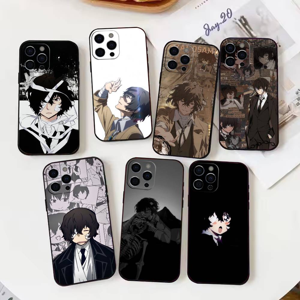 Anime Bungo Stray Dogs D-Dazai Osamu Phone Case For iPhone 17,16,15,14,13,12,11 X XR Plus,Soft Silicone Black Cover
