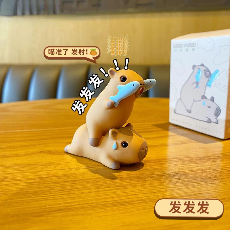 Capybara Working Week Emotion Little Bean Capibala Capybara Cartoon Doll Desktop Decoration Ornament Birthday Gift