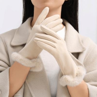 Suede Gloves Solid Color Women Winter Gloves Fashion Cycling Mittens  Skiing