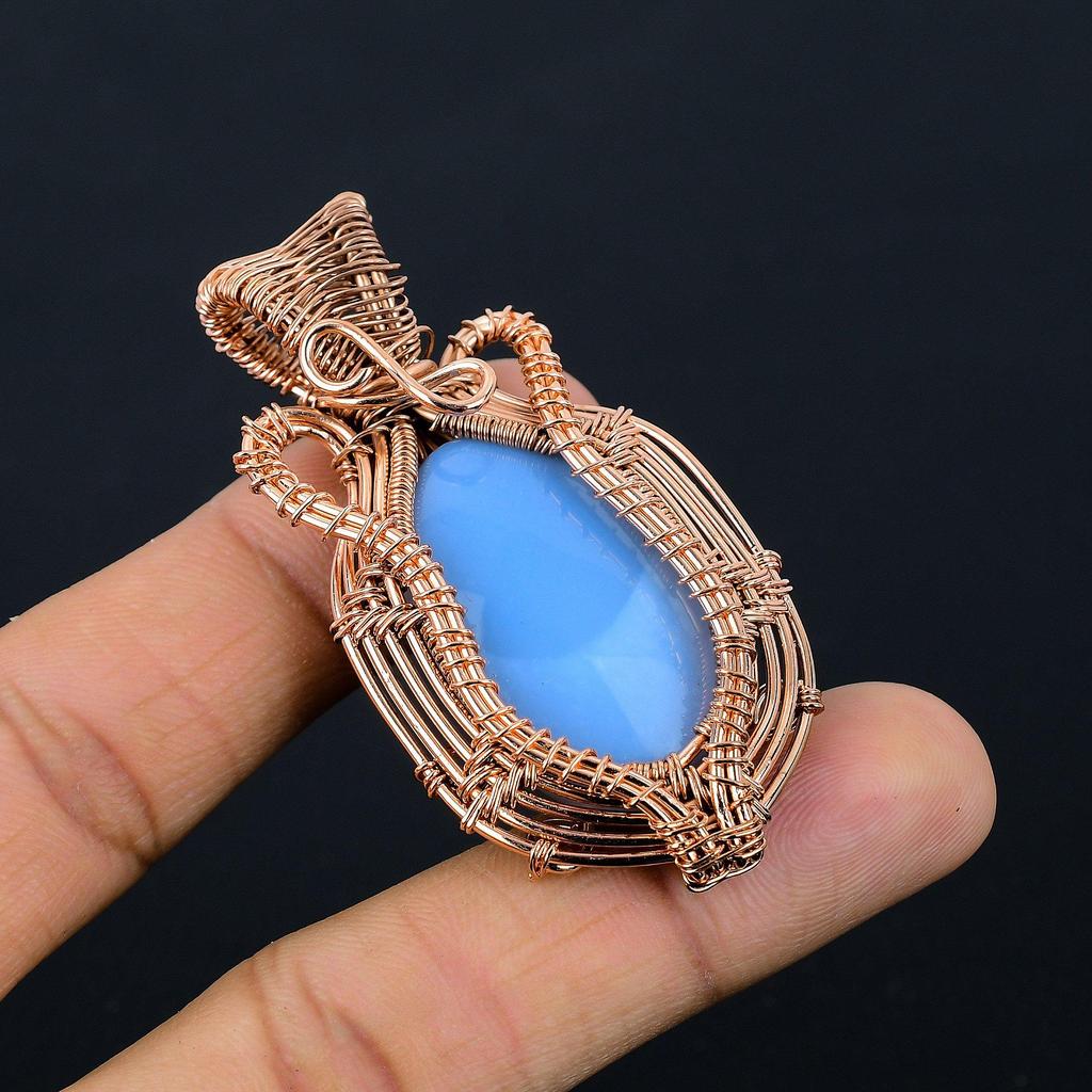 Smithsonite 999 Copper Wire Wrapped Pendant Handmade Gemstone Jewelry, Gifts For Wife Brand New Pendant