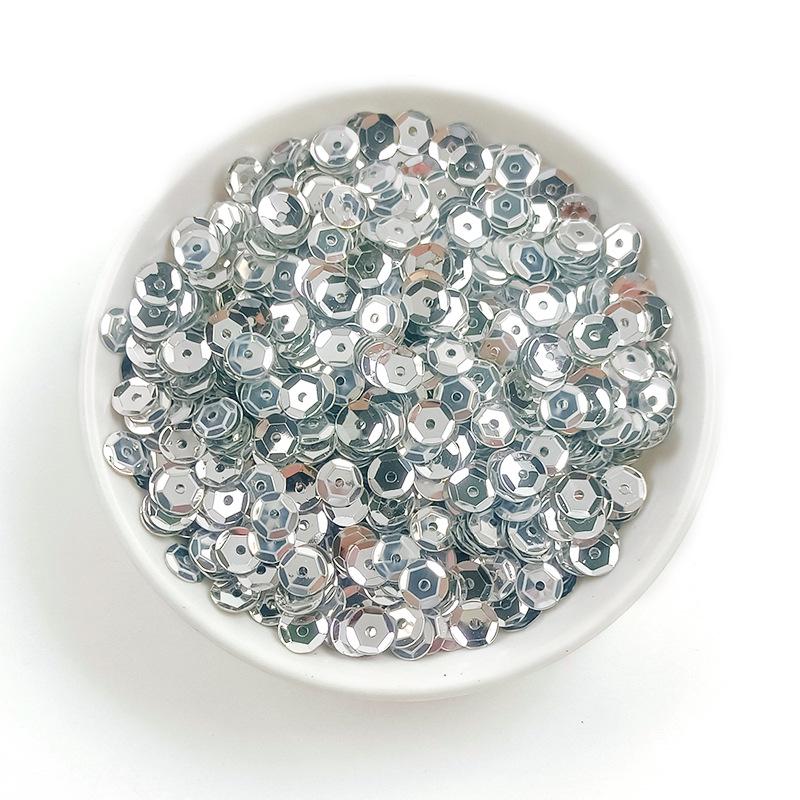 6MM Round Curved PVC Sequins with Middle Hole and Hexagonal Beads for Sewing