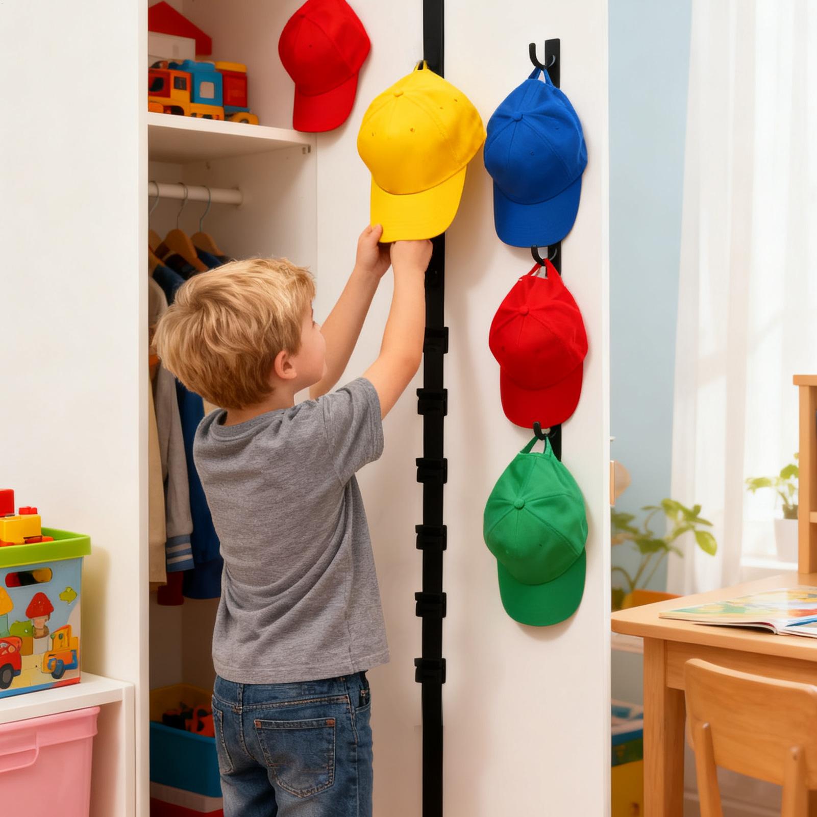 

Retractable Hat Rack with 10 Hooks Wall Mount Caps Organizer for Baseball & Golf Caps Hanging Storage Holder CN