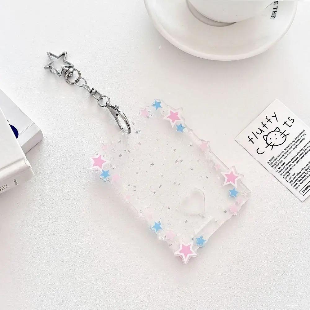 3 Inch Transparent Clear Acrylic Kpop Photocards Holder Photos Cards Star Holder Bags Pendant Star Chaser Card School Stationery