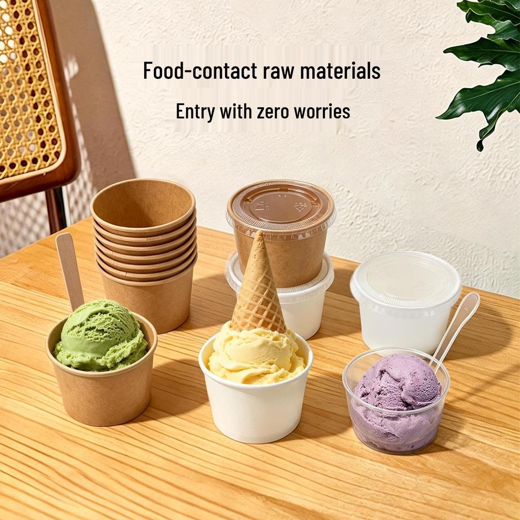 Bellflower Disposable Ice Cream and Yogurt Paper Cups, Portioning Small White Bowls