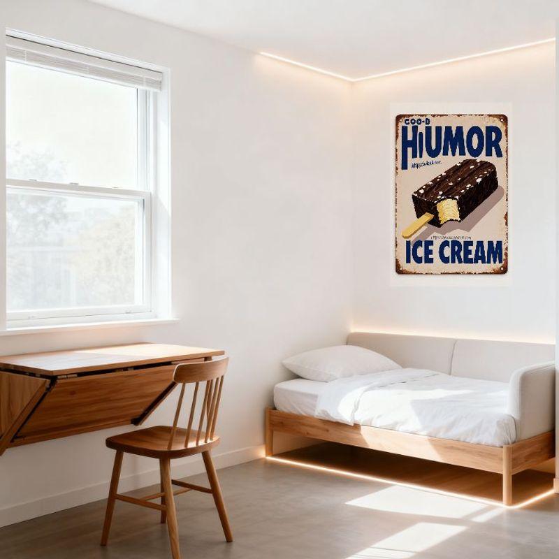Vintage Metal Sign Good Humor Ice Cream Bar with Rusty Weathered Look, Retro Design for Home Cafe Bar Wall Decor, 8x12 Inch Tin