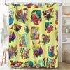 Brightly Colored Cartoon Print Shower Curtain with Multiple Animal Designs for Bathroom Decor 72x84 Inch (Yellow)