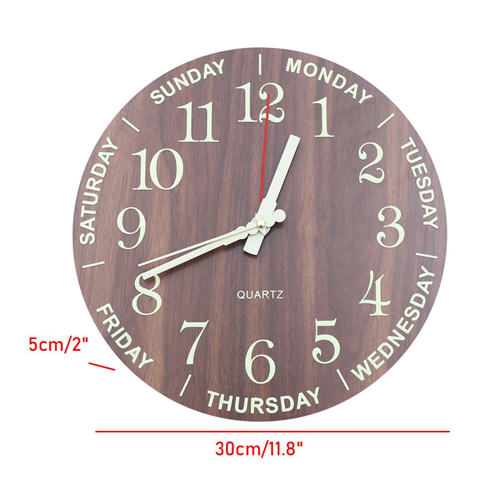 Large Luminous 3D Quiet Wall Clock Glow in The Dark Quartz Battery Powered Home Decor 12-hour Display Night Clock 12*12*1.6inch