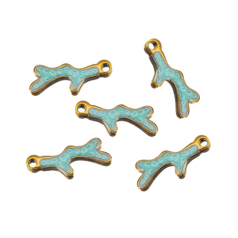 10pcs New Stainless Steel Colorful Marine Coral Starfish Fish Seaweed Charm Necklace Earring Pendant Base for DIY Jewelry Making