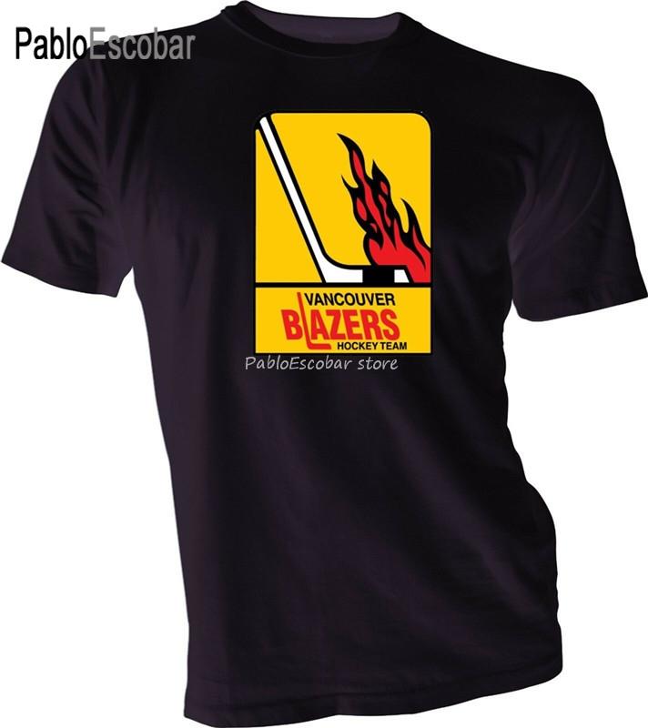 summer top tees Vancouver Blazers Defunct Wha Hockey Vintage Style Black TShirt New Handmade Popular Tagless Tee Shirt S