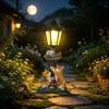Dual-Use Flowerpot Solar Cat Statue Solid Material Hand-Painted Resin Outdoor Figurine Light Weather Resistant Warm LED Light