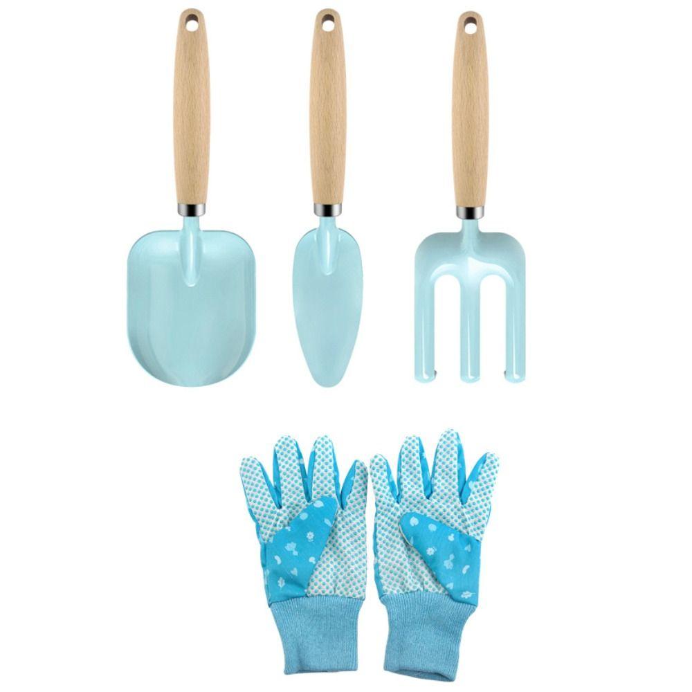 

Shovel Kids Garden Tool Set Candy Color Kids Garden Toys Children Planting Tool Kit DIY Toy Blue-4Pcs Set Wood Handle