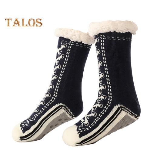 1 para Zimowe skarpetki Wzór butów Pluszowa podszewka Zatrzymywanie ciepła Świąteczne skarpetki do kolana Ocieplacz na nogi Jesień Zima Skarpetki podłogowe Prezent świąteczny