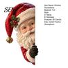 Non Marking Window Art Vintage Peeking Christmas Decor, 3D Carved Santa Reindeer Decorative Glass Adhesives Ornament with Hidden Suction Cup, Holiday