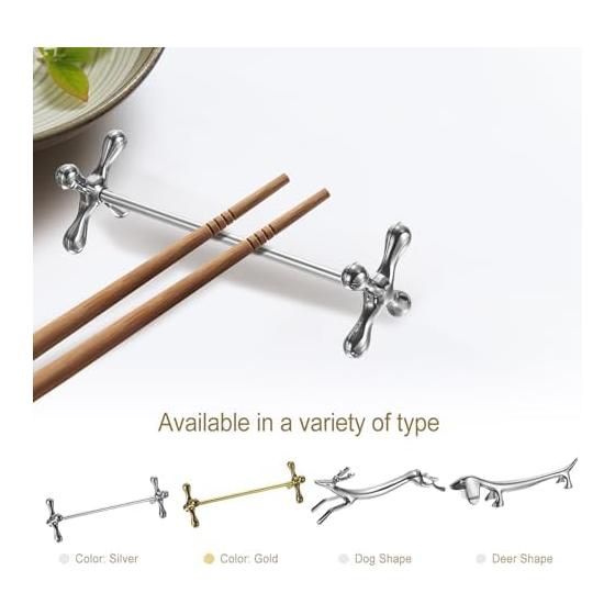 Uxcell 6Pcs Zinc Alloy Chopstick Rests, Non-slip Chopstick Holders, Knife Rests for Countertop, Chopstick Spoon Fork Knife Storage, Table Decoration,