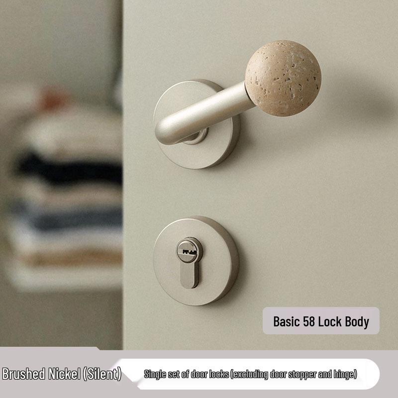 Antique Travertine Door Handle Set: Magnetic Silent Lock for Modern Interior Doors