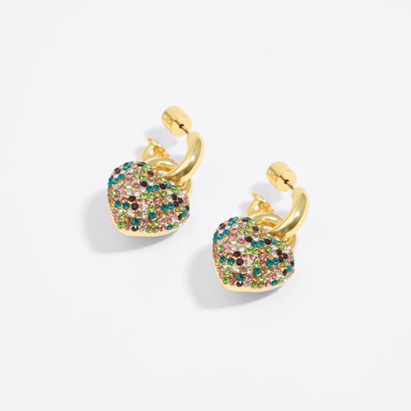 BIMBA Y LOLA Multicolor Crystal Heart Hoop Earrings B246AIW016GOF