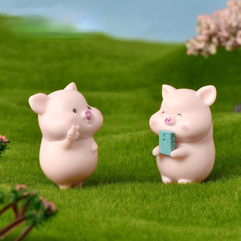 7pcs Cute Little Pig Doll Ornaments Desktop Cake Decoration Car Micro Landscape DIY Home S