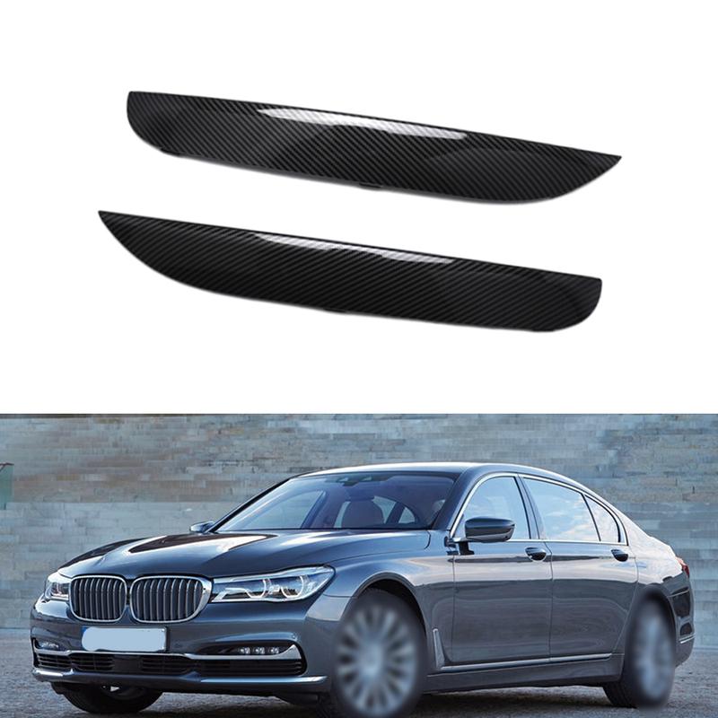 2PCS Gloss/Carbon Black Front Bumper Grill Moulding Trim for BMW 7 Series F01 F02 M Sport 2009 2010 2011 2012 2013 2014 2015