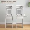 Small Vanity Desk with Mirror and LED Lights, Compact Dressing Table with Drop Leaf, Open Shelves and Drawer, White