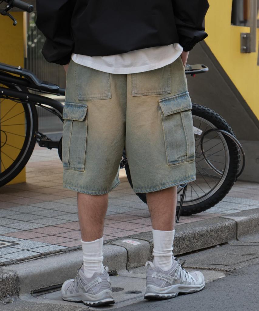 WEGO Easy Denim Cargo Denim Vintage Size Lightly Denim Finish Men's Shorts, Shorts, Pants, Spring/Summer Clothing, Streetwear, Casual, Clothing, Gift,