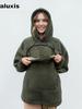 Fleece Hooded Sweatshirt Poncho Loose Casual Warm Sweater