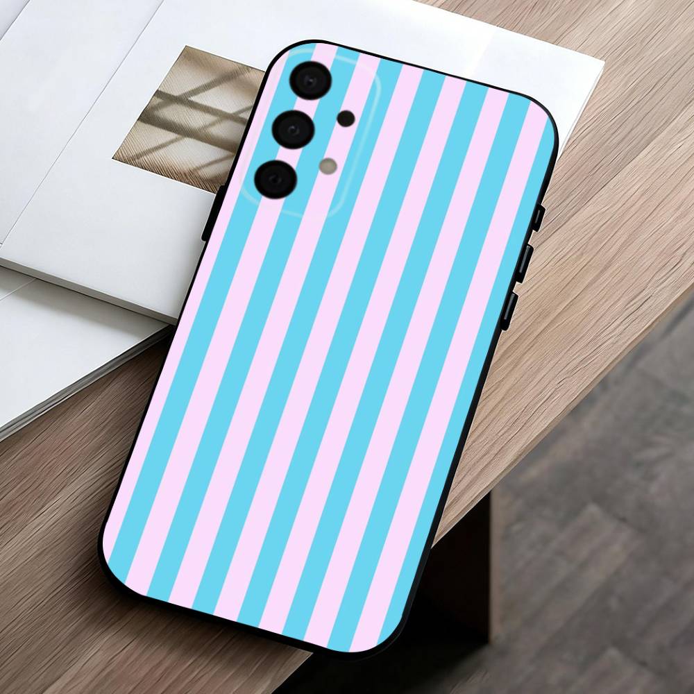 S-Striped Color-Blocking Art P-Pattern  Phone Case For Samsung Galaxy A73,A72,A71,A70,A53,A52,A51,Soft Silicone Black Cover