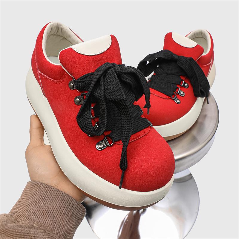 Herren Hässlich-Süße Lässige Brotschuhe: Sneaker mit dicker Sohle, höhenverstärkend, runder Zehenpartie, niedrig geschnitten zum Schnüren für Frühling und Sommer (208).