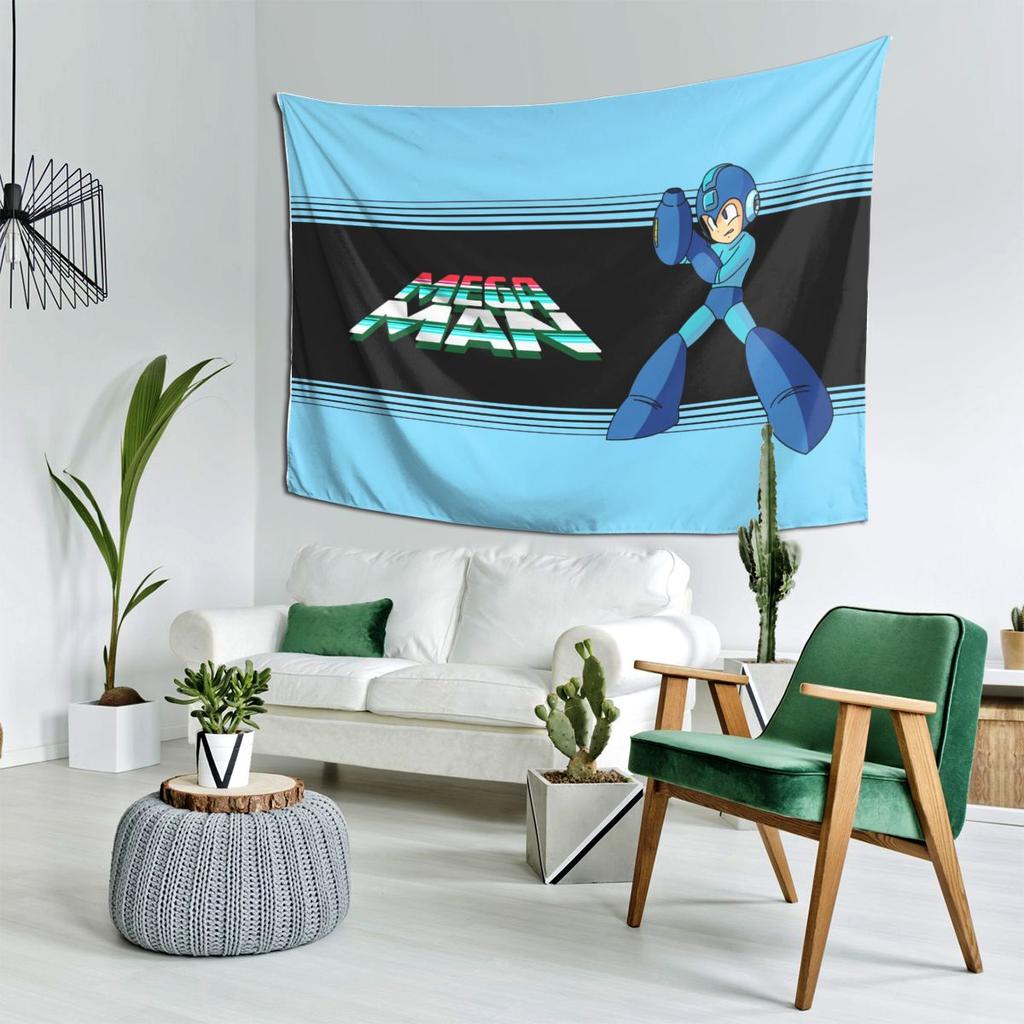 Megaman Video Game Mega Man Tapestry Decor Art Aesthetic Tapestries for Living Room Bedroom Home Wall Cloth Wall Hanging
