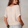 Women's Short-sleeved Knitted Top, Spring/summer Sweater, Openwork Beach Cover-up.