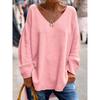 Blusas y Camisas Casuales de Moda para Mujer JPNTKY Estampado de Color Sólido Manga Larga Cuello en V