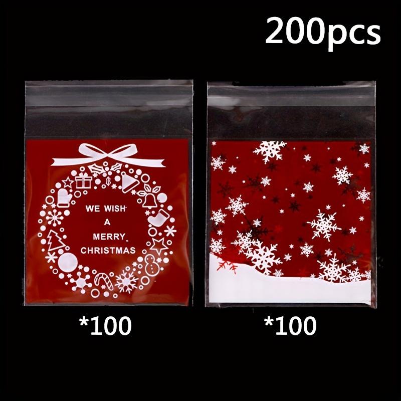 200 Pcs Christmas Packaging Mooncake Bags Holiday Cookie Bags Candy Food Bags Clear Self-Sealing Bags  Baking Self-Sealing Self-Adhesive Bags