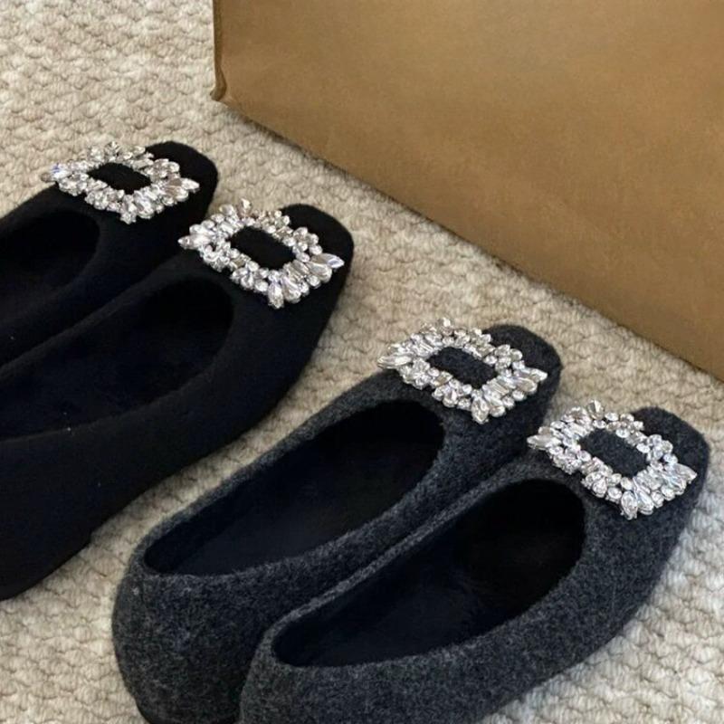 New Style Platform Square-toe Women's Shoes with Light Water Droplet Rhinestones