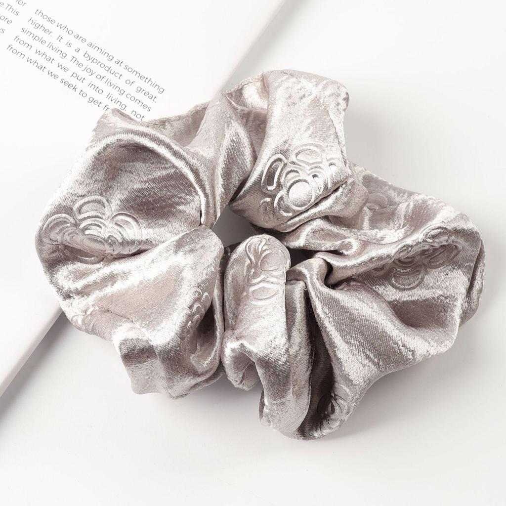 French Retro Satin Camellia Jacquard Hair Tie