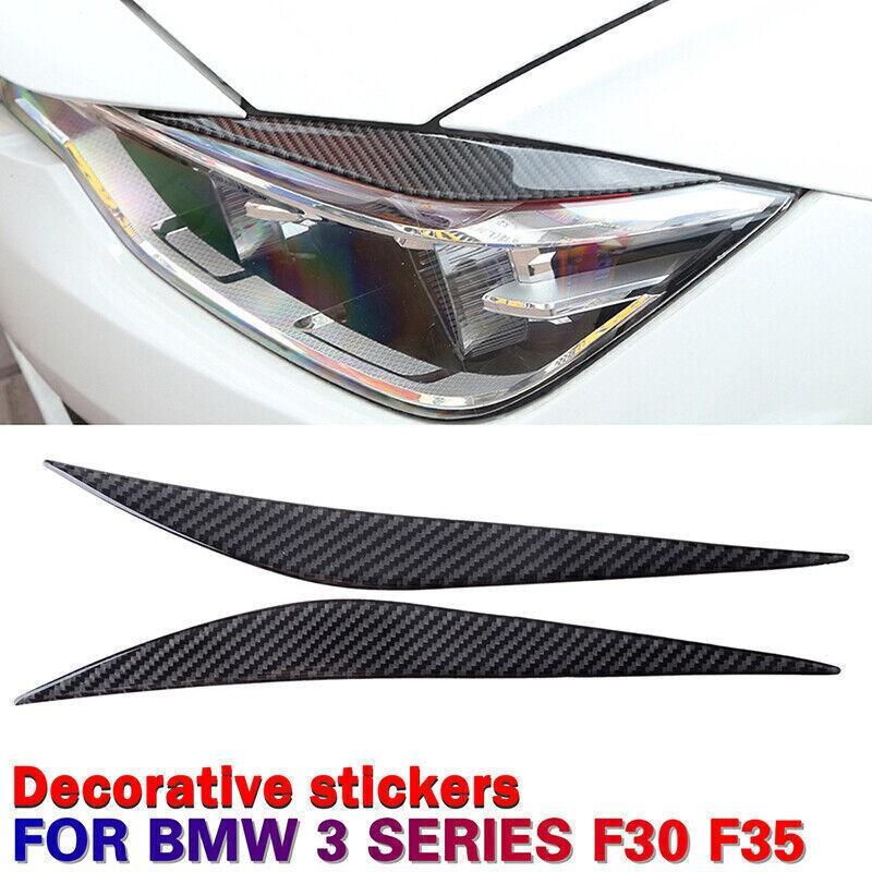 For BMW 3-Series F30 Accessories Carbon Black Headlight Eyebrows Eye Lid Sticker