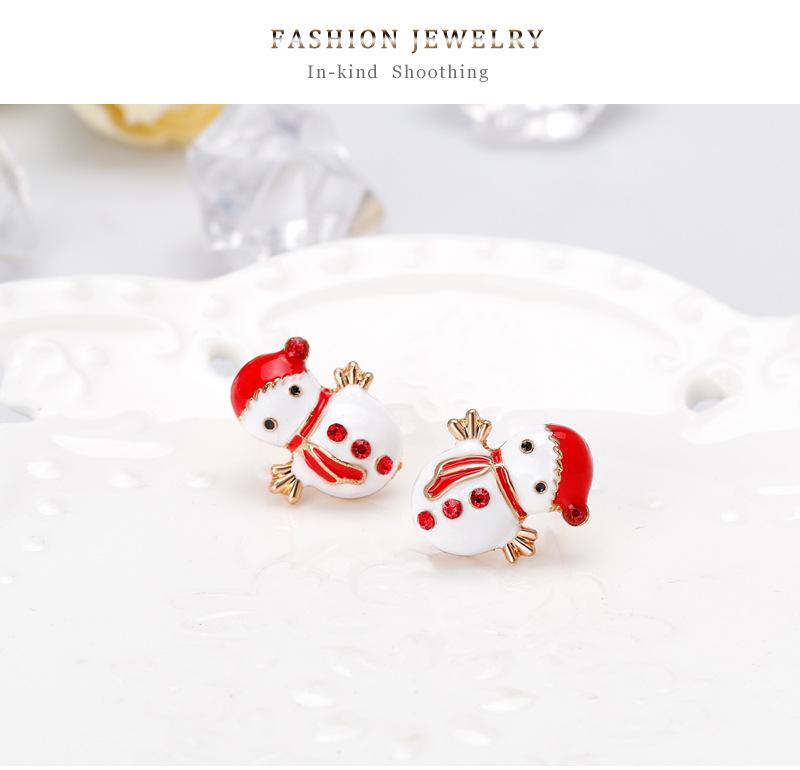 Women Christmas Snowman Ear Studs Cute Cartoon Earrings Jewelry Ornaments for Ladies