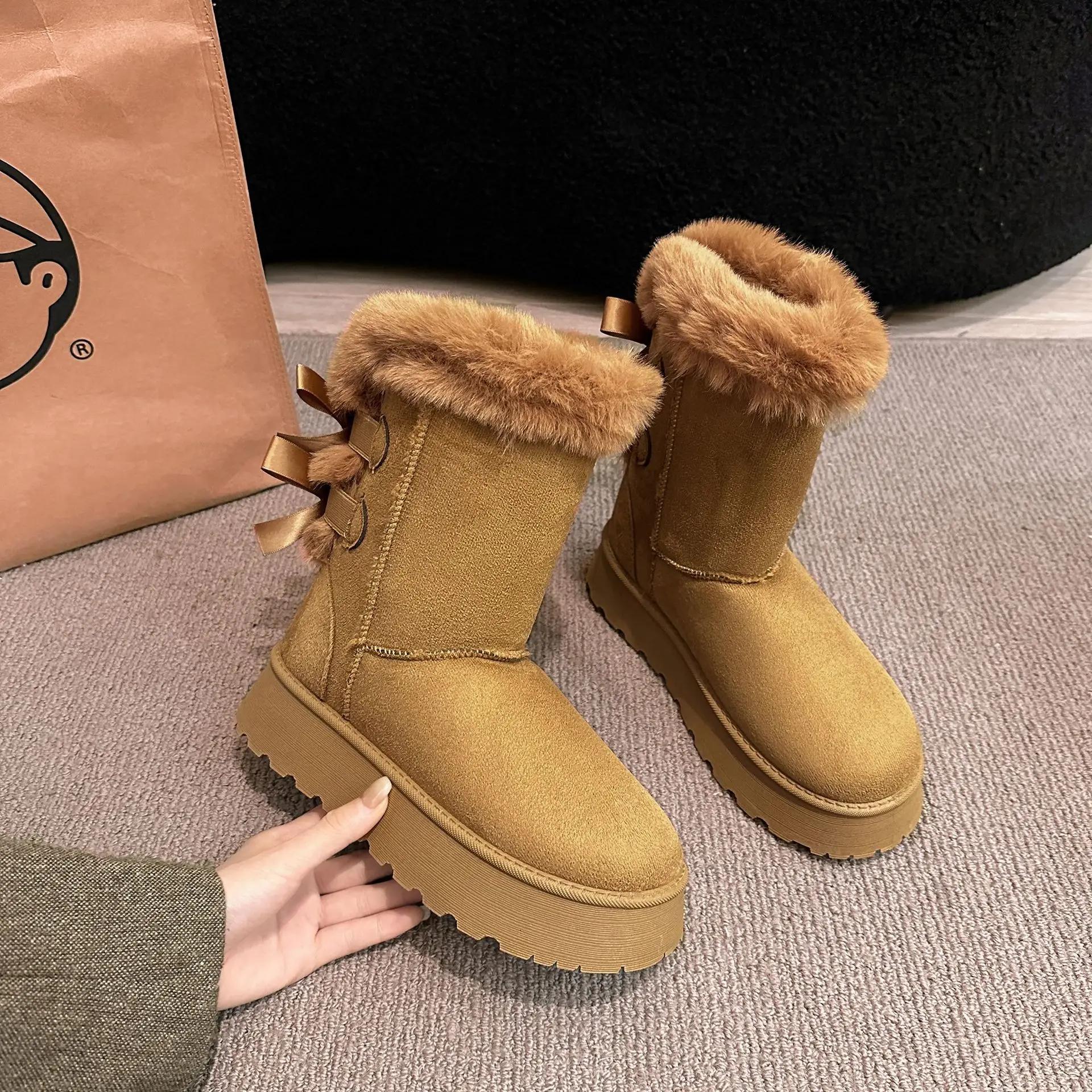 

Женские зимние сапоги 2025 Зимняя новая мода Плюшевая платформа Уличные Коричневые Высокие сапоги Женская обувь Bota Camurca Cano Longo 41 хаки