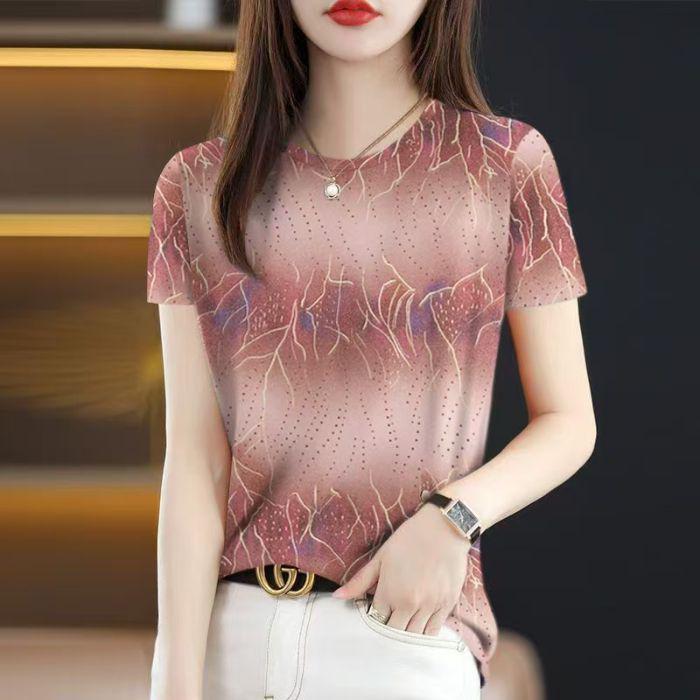 Chic Retro Women's Round Neck Short Sleeve T-Shirt - 2025 Summer Trend