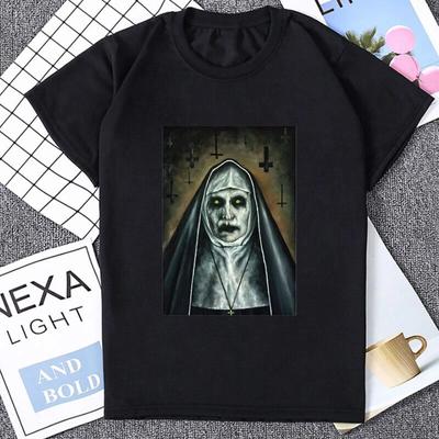 Τρόμου Unholy Nun Graphic printed unisex T-shirt Summer casual fashion Loose Soft Modal Tshirt Streetwear Hipster Hip Hop Tees