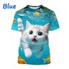Children's T-Shirt Cute Cat Graphic Girl Round Neck Kids Clothes Fashion Summer Top