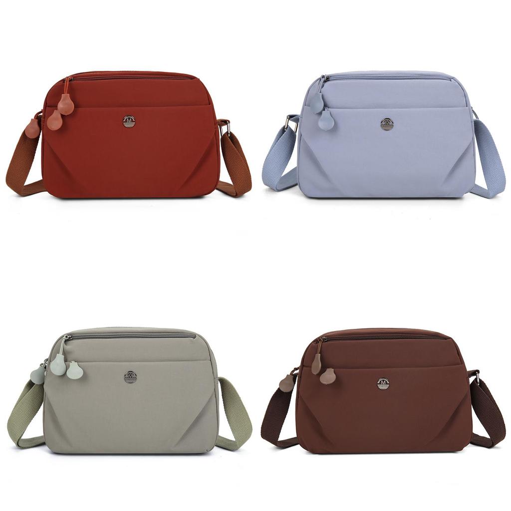 Crossbody Nylon Square Bag With Top Zipper And Inner Pocket For Casual Outings