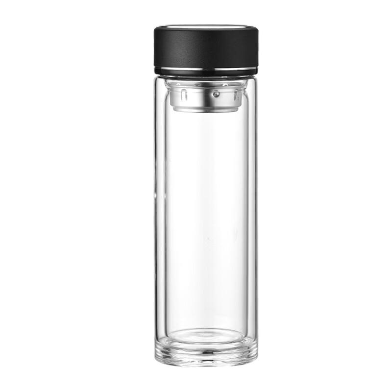 Minimalist 350ml Double-Wall Glass Mug with 304 Stainless Steel Infuser