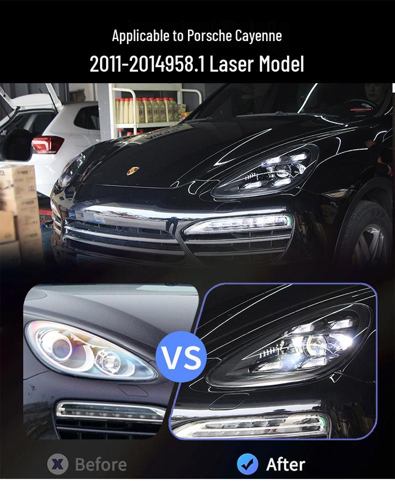 LED Matrix Laser Headlights for 2011-2014 Porsche Cayenne 958.1 Modification