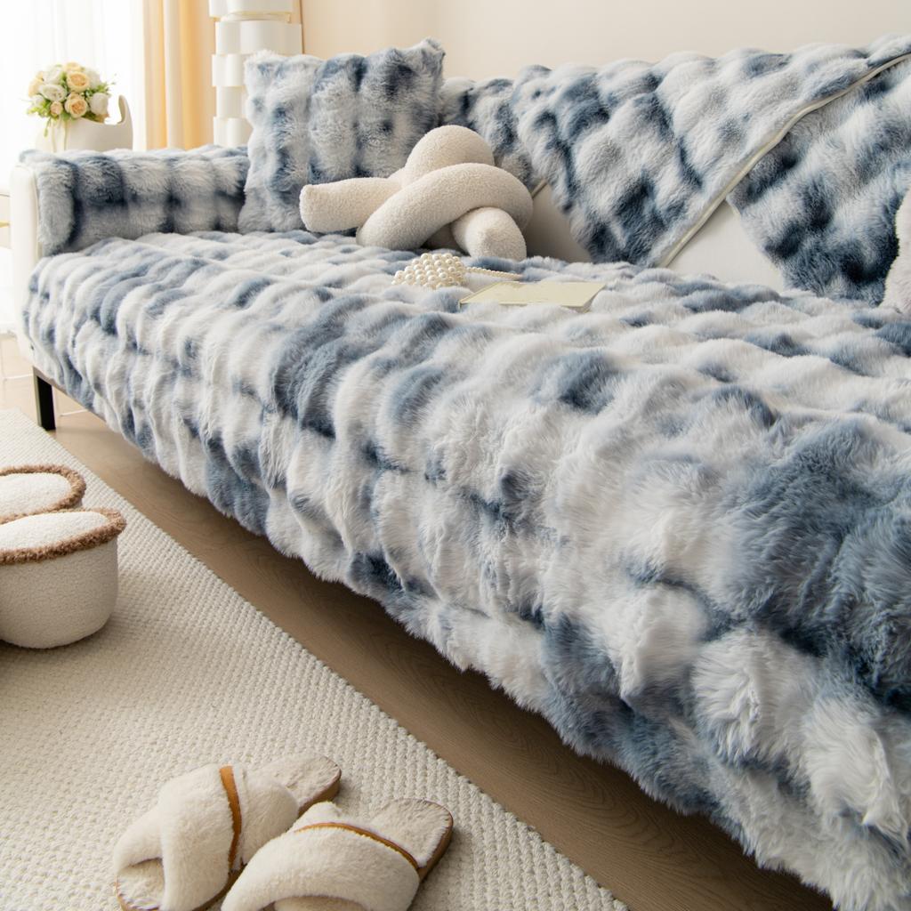 Thicken Imitation Rabbit Fur Plush Sofa Slipcover Non-slip  Soft Sofa Towel Couch Cushion For Living Room Modern Home Decor