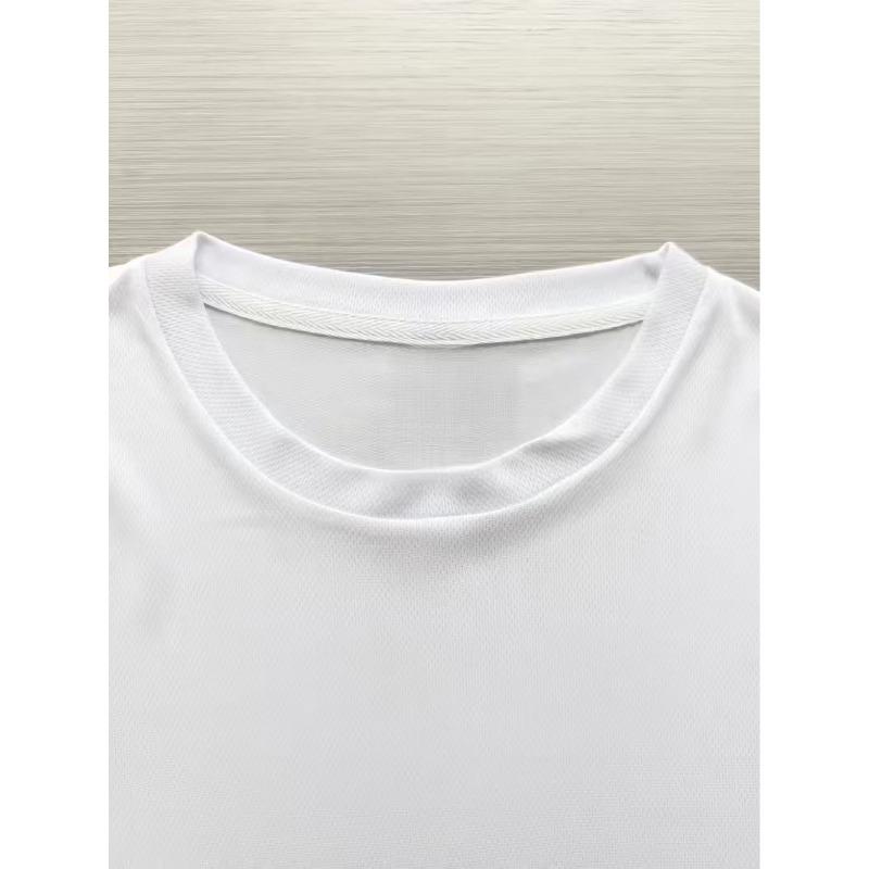 T-shirt a maniche corte con stampa e scollo rotondo, taglia europea | Maglietta casual, comoda per l'estate da uomo, tessuto leggermente elasticizzato, design stampato